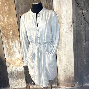 Light gray soft denim boyfriend shirt type dress brand new lucky brand (12)